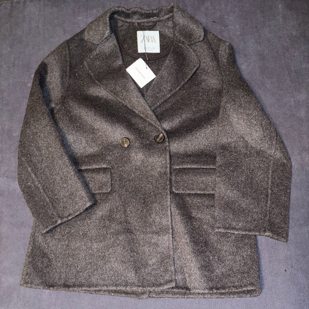 Zara Charcoal Wool Blend Outerwear